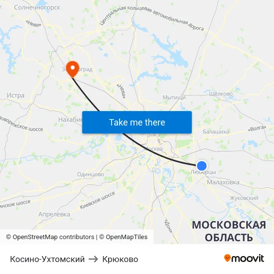Косино-Ухтомский to Крюково map