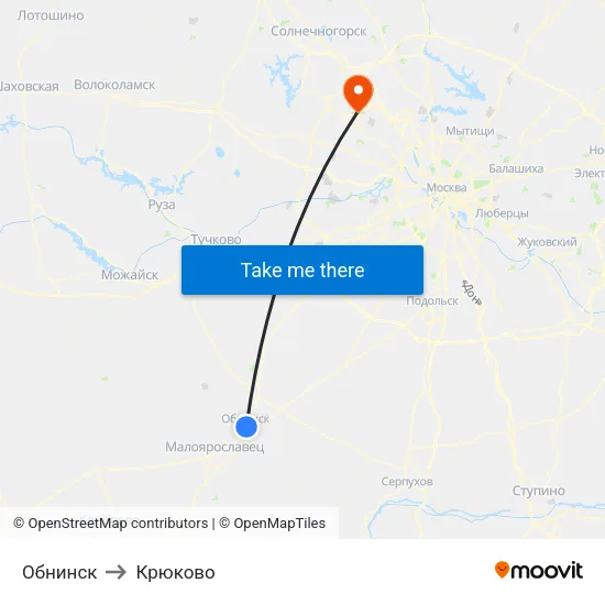 Обнинск to Крюково map