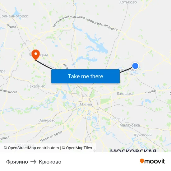 Фрязино to Крюково map
