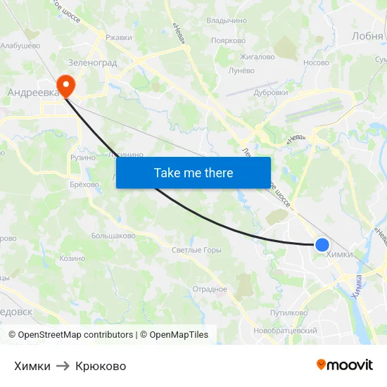 Химки to Крюково map