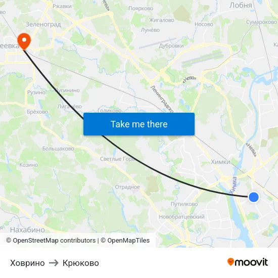 Ховрино to Крюково map