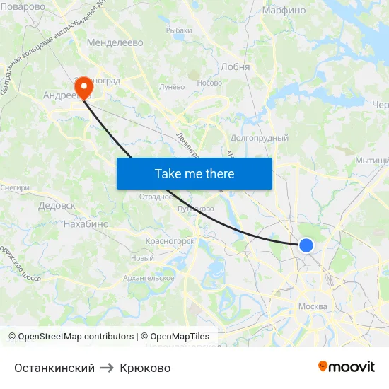 Останкинский to Крюково map