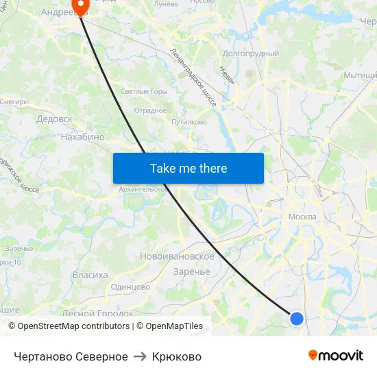 Чертаново Северное to Крюково map