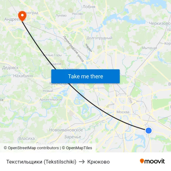 Текстильщики (Tekstilschiki) to Крюково map