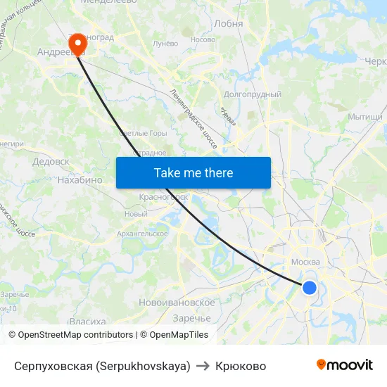 Серпуховская (Serpukhovskaya) to Крюково map
