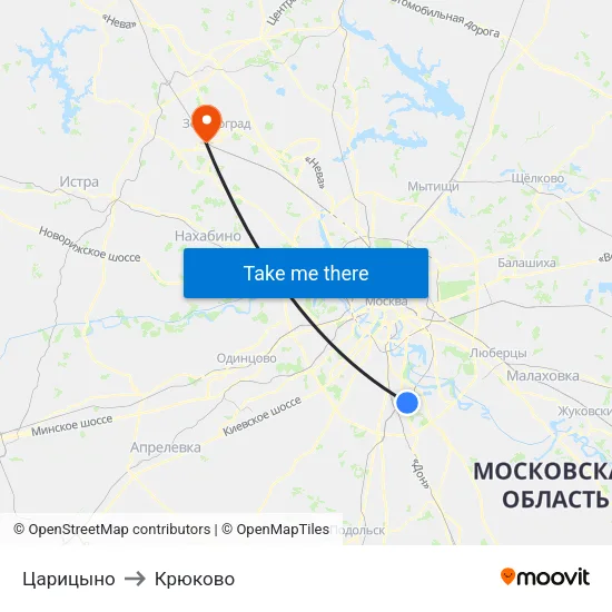 Царицыно to Крюково map
