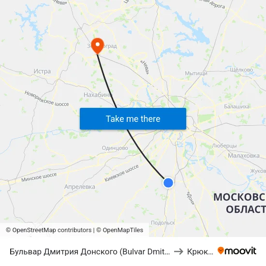 Бульвар Дмитрия Донского (Bulvar Dmitriya Donskogo) to Крюково map