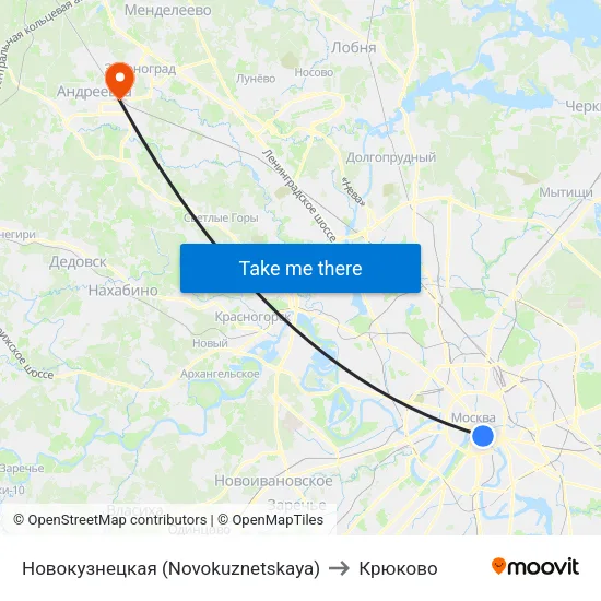 Новокузнецкая (Novokuznetskaya) to Крюково map