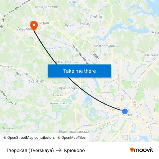 Тверская (Tverskaya) to Крюково map