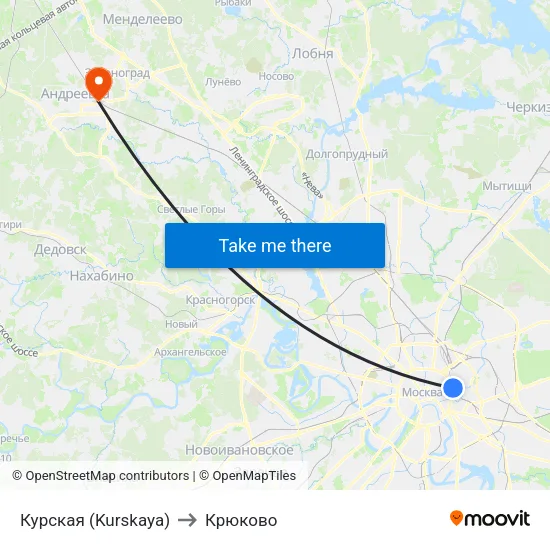 Курская (Kurskaya) to Крюково map