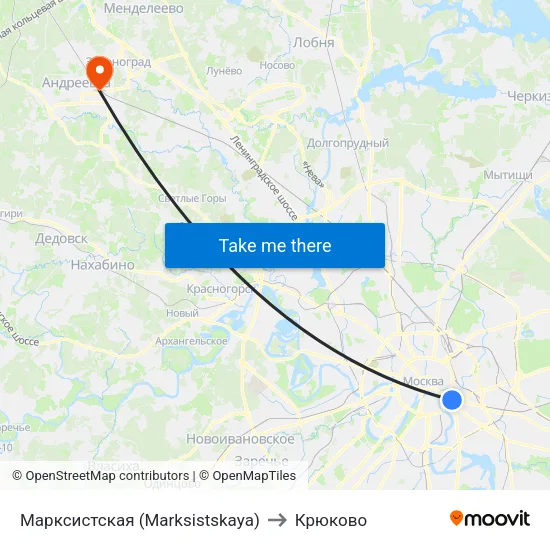 Марксистская (Marksistskaya) to Крюково map
