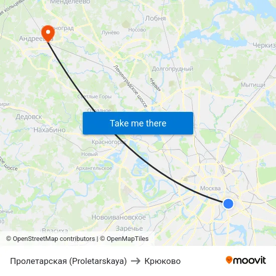 Пролетарская (Proletarskaya) to Крюково map