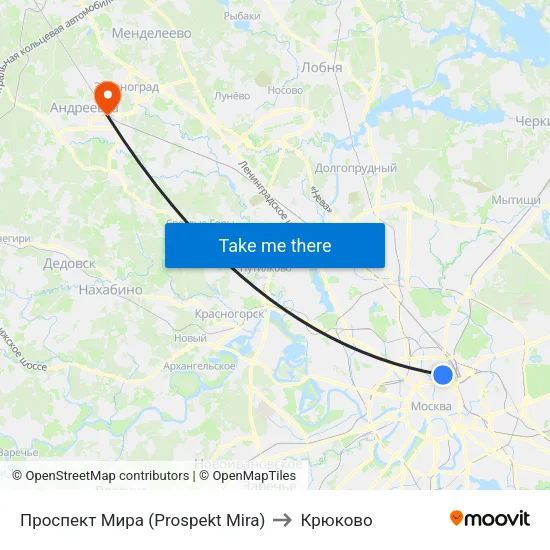 Проспект Мира (Prospekt Mira) to Крюково map