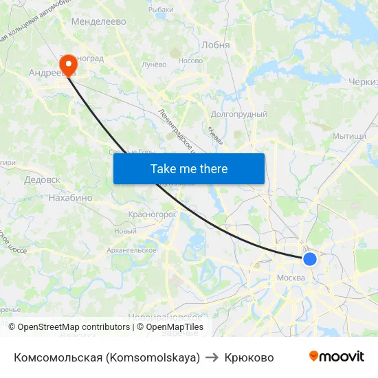 Комсомольская (Komsomolskaya) to Крюково map