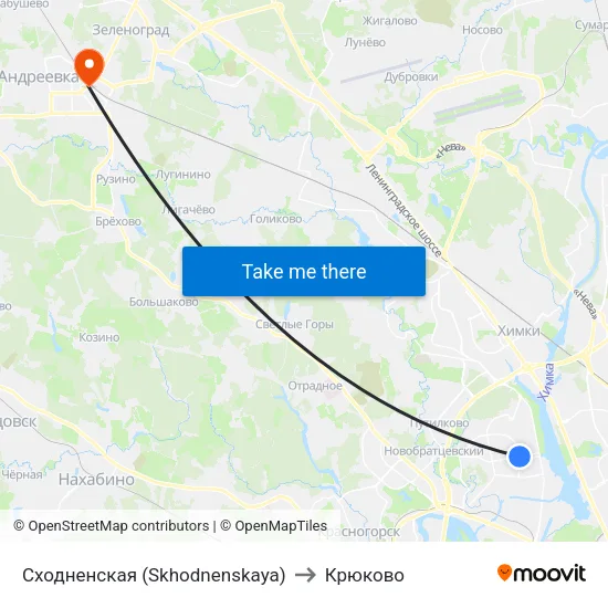 Сходненская (Skhodnenskaya) to Крюково map