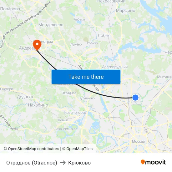 Отрадное (Otradnoe) to Крюково map
