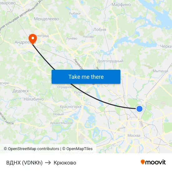 ВДНХ (VDNKh) to Крюково map