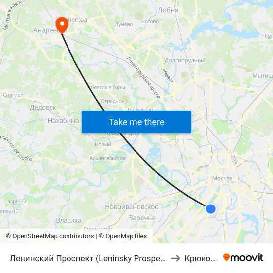 Ленинский Проспект (Leninsky Prospekt) to Крюково map
