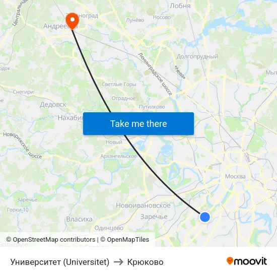 Университет (Universitet) to Крюково map