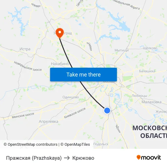 Пражская (Prazhskaya) to Крюково map