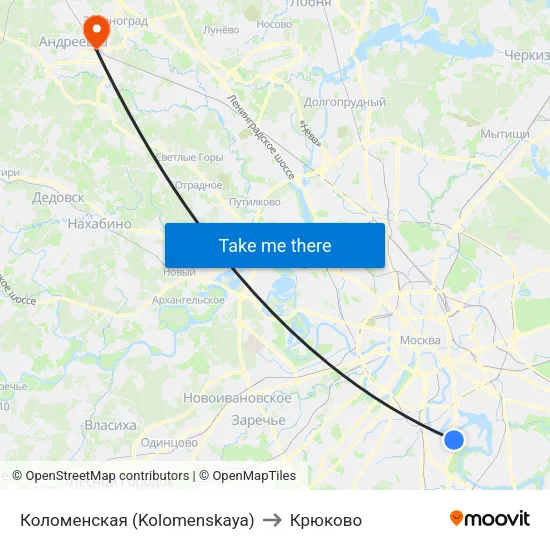 Коломенская (Kolomenskaya) to Крюково map