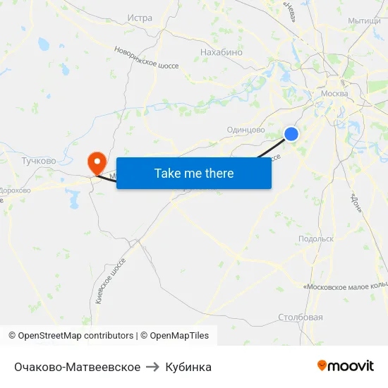 Очаково-Матвеевское to Кубинка map