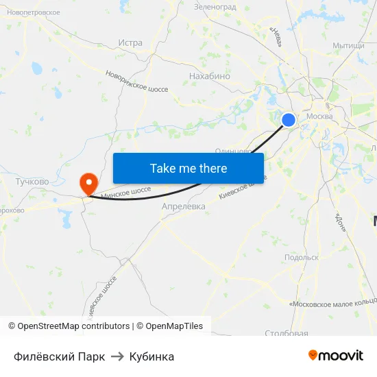 Филёвский Парк to Кубинка map