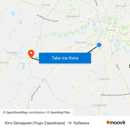 Юго-Западная (Yugo-Zapadnaya) to Кубинка map