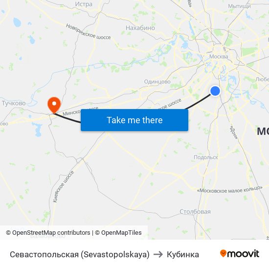 Севастопольская (Sevastopolskaya) to Кубинка map