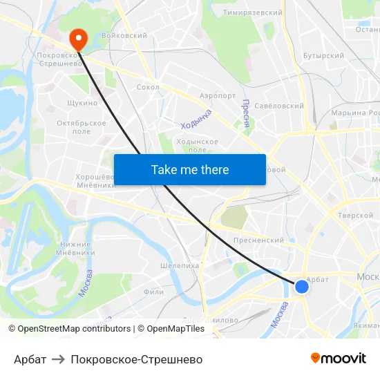Арбат to Покровское-Стрешнево map
