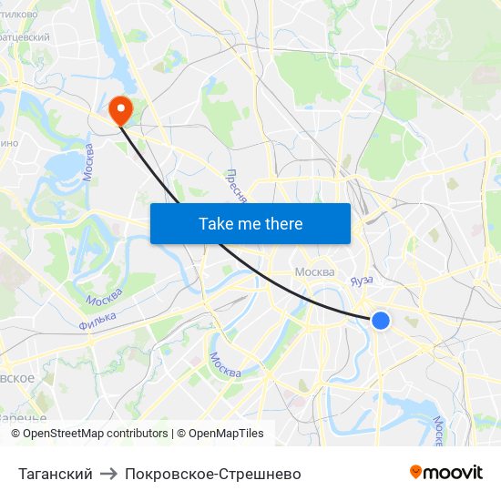 Таганский to Покровское-Стрешнево map