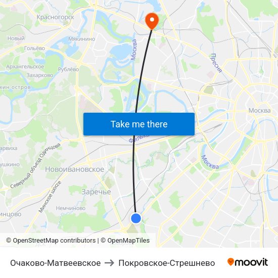 Очаково-Матвеевское to Покровское-Стрешнево map