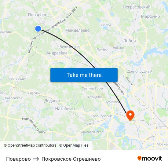 Поварово to Покровское-Стрешнево map