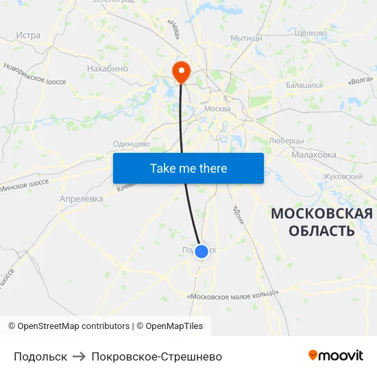 Подольск to Покровское-Стрешнево map