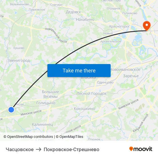 Часцовское to Покровское-Стрешнево map