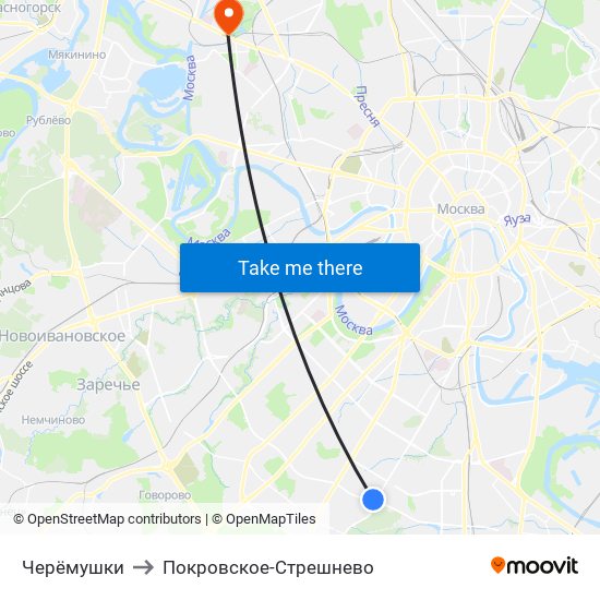 Черёмушки to Покровское-Стрешнево map