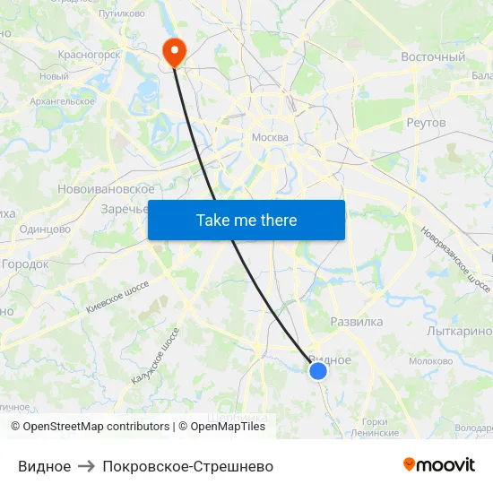 Видное to Покровское-Стрешнево map