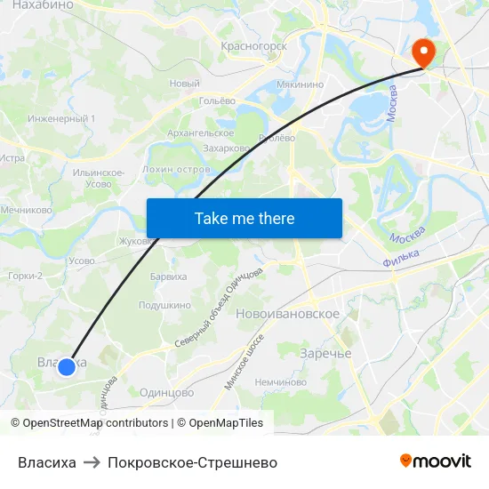 Власиха to Покровское-Стрешнево map