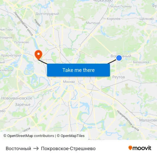 Восточный to Покровское-Стрешнево map