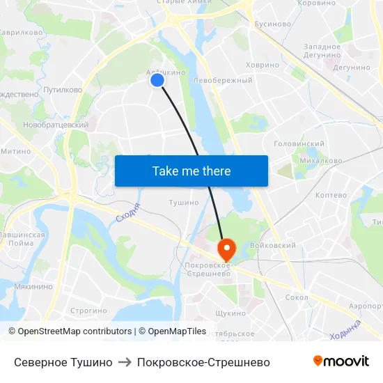 Северное Тушино to Покровское-Стрешнево map