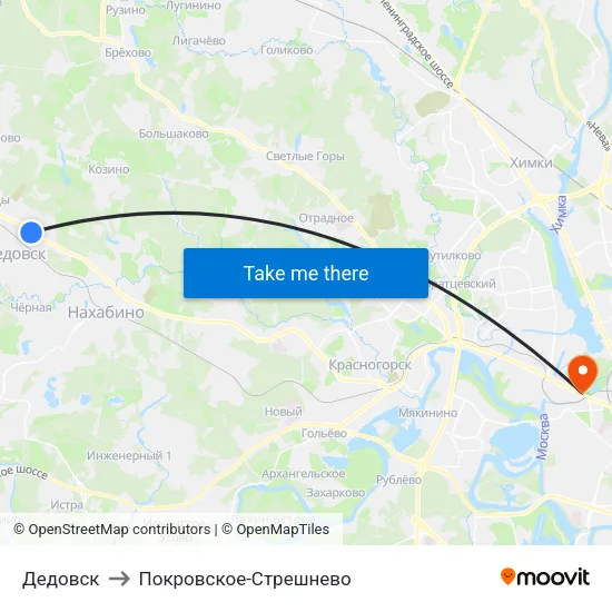 Дедовск to Покровское-Стрешнево map