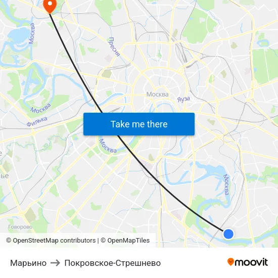 Марьино to Покровское-Стрешнево map