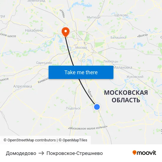 Домодедово to Покровское-Стрешнево map