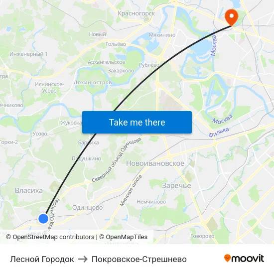 Лесной Городок to Покровское-Стрешнево map