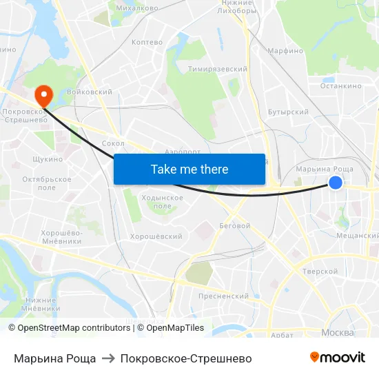 Марьина Роща to Покровское-Стрешнево map