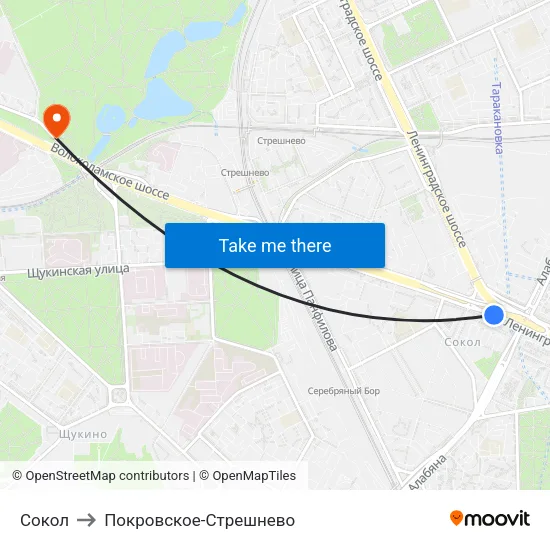 Сокол to Покровское-Стрешнево map