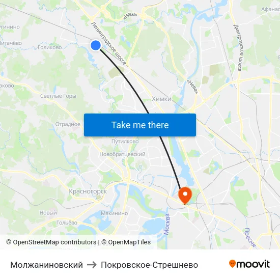 Молжаниновский to Покровское-Стрешнево map