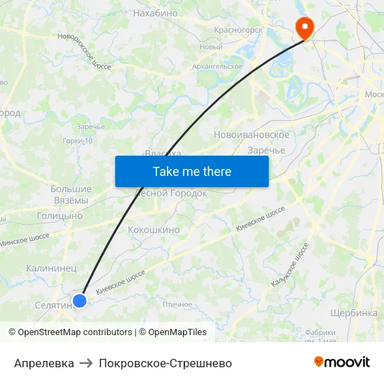 Апрелевка to Покровское-Стрешнево map