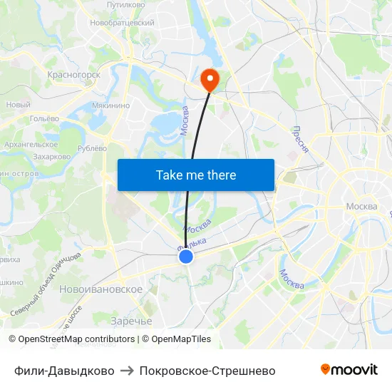 Фили-Давыдково to Покровское-Стрешнево map