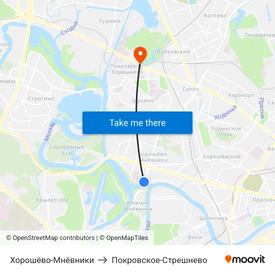 Хорошёво-Мнёвники to Покровское-Стрешнево map